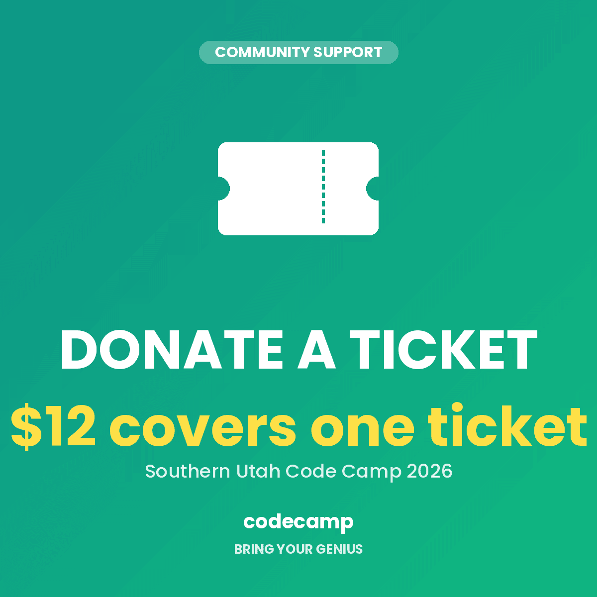 Donate a ticket to Southern Utah Code Camp 2026